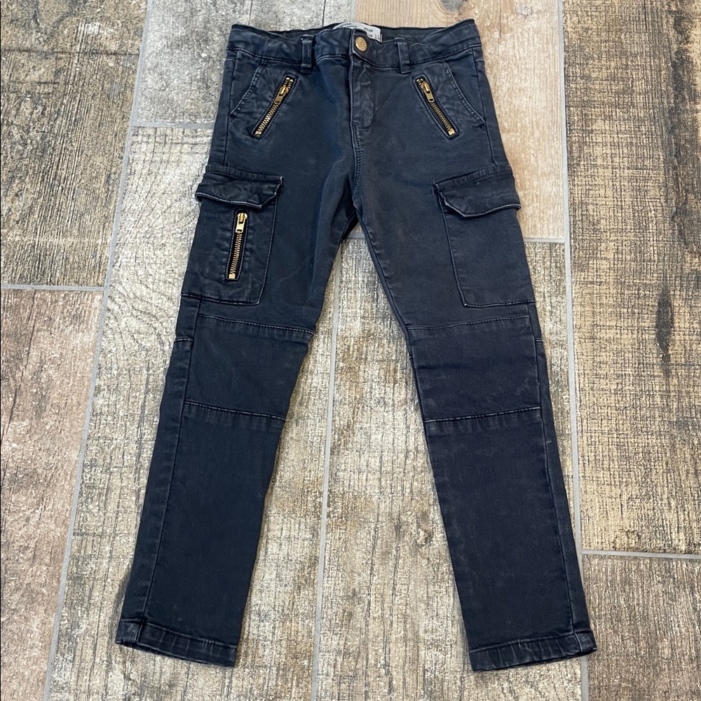 Zara Girls Black Denim Jeans with Zippers Girls Size 5